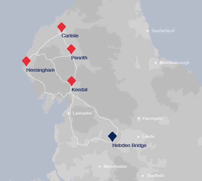 Map of our offices located in North-West England.